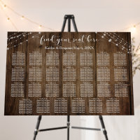 27 Tables Rustic Wood Lights Wedding Seating Chart