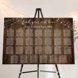 27 Tables Rustic Wood Lights Wedding Seating Chart Foam Board