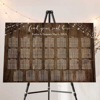 27 Tables Rustic Wood Lights Wedding Seating Chart Foam Board