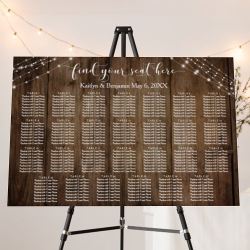 27 Tables Rustic Wood Lights Wedding Seating Chart Foam Board