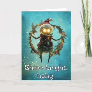 *~* 27 Whimsical Glow Funny Magical Christmas AP97 Letterpress Thank You Card