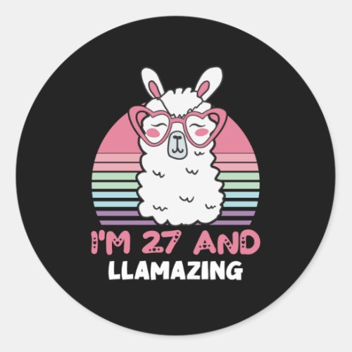 27 Year Old Bday Llamazing 27th Birthday Llama Classic Round Sticker