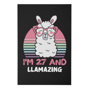 27 Year Old Bday Llamazing 27th Birthday Llama Faux Canvas Print