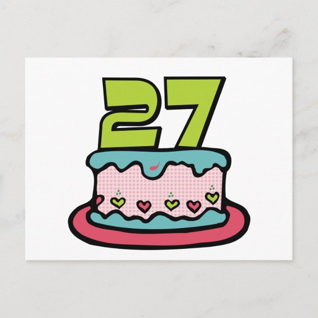 27 Year Old Birthday Cake Postcard (Front)