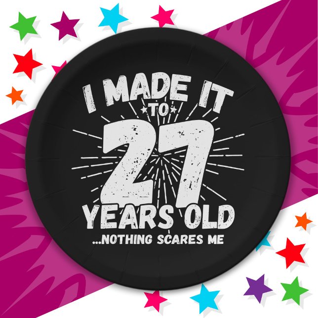 27 Year Old Sarcastic Meme Funny 27th Birthday Paper Plates (Creator Uploaded)