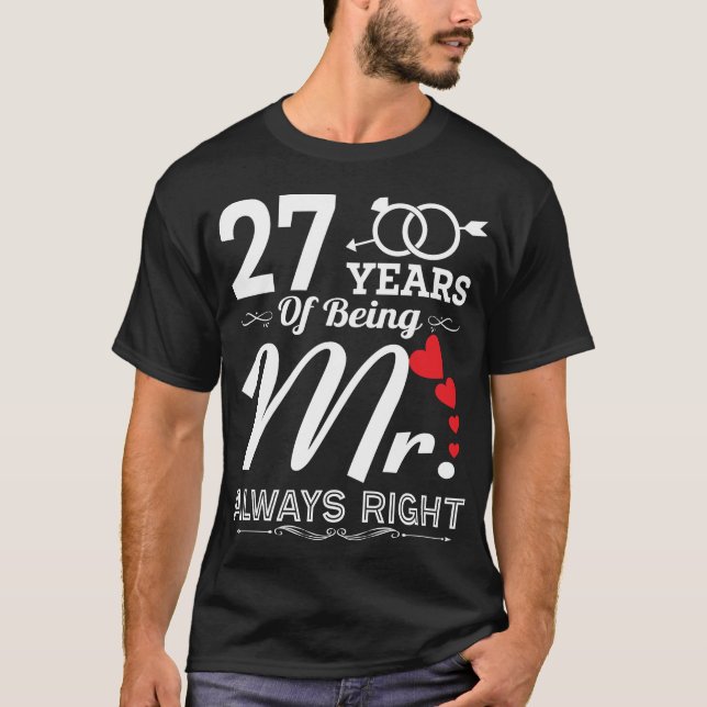 27 Years Of Being Mr. Husband 27th  Anniversary T-Shirt (Front)