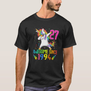 27 Years Old 27Th Birthday Unicorn Dabbing Girl Pa T-Shirt