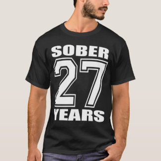 27 YEARS Sober White on Dark T-Shirt