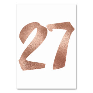 27Table  Number White Metallic Pink Rose Gold Table Number