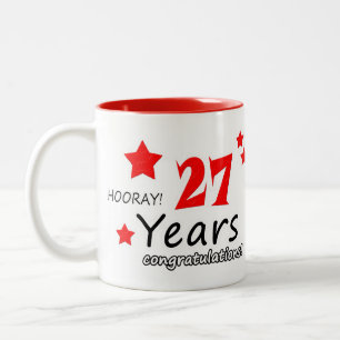 27th anniversary, 27 Years Wedding Anniversaries Two-Tone Coffee Mug