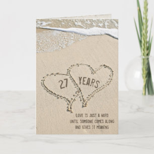 27th Anniversary Beach Hearts Card