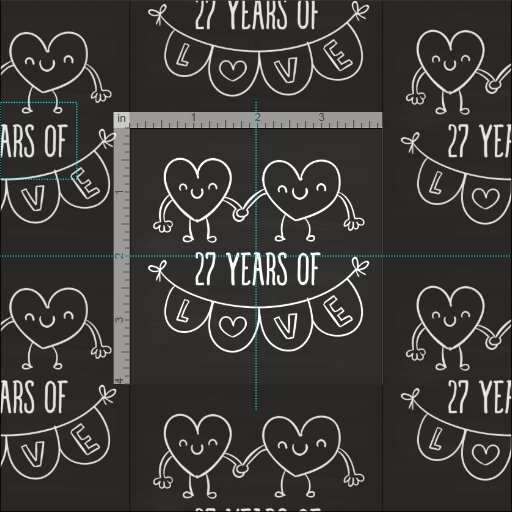 27th Anniversary Gift Chalk Hearts Fabric