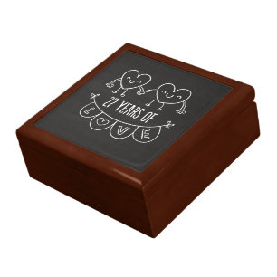 27th Anniversary Gift Chalk Hearts Keepsake Box