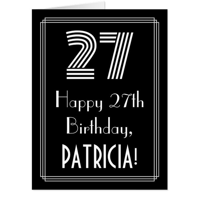 27th Birthday — Art Deco Inspired Look “27” + Name Card (Front)