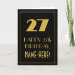 [ Thumbnail: 27th Birthday – Art Deco Inspired Look "27" & Name Card ]