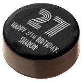 27th Birthday - Art Deco Inspired Look "27", Name Chocolate Covered Oreo (Angled)