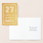 [ Thumbnail: 27th Birthday – Art Deco Inspired Look "27" + Name Foil Card ]