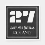 [ Thumbnail: 27th Birthday: Art Deco Inspired Look "27" + Name Napkins ]