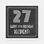[ Thumbnail: 27th Birthday: Art Deco Inspired Look "27" + Name Napkins ]