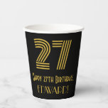 [ Thumbnail: 27th Birthday: Art Deco Inspired Look “27” & Name Paper Cups ]