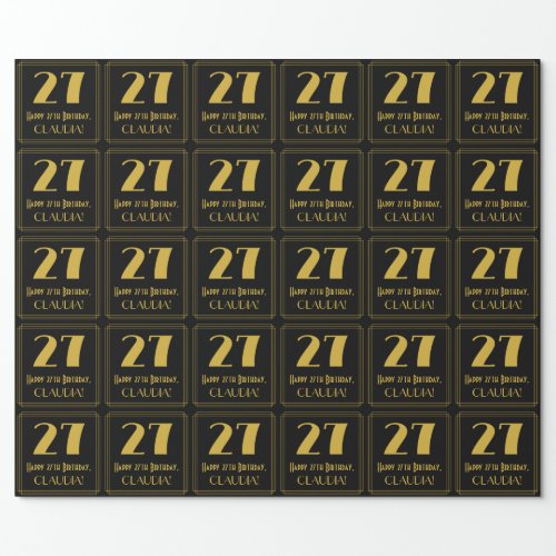 27th Birthday  Art Deco Inspired Look 27 Name Wrapping Paper