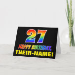 [ Thumbnail: 27th Birthday: Bold, Fun, Simple, Rainbow 27 Card ]