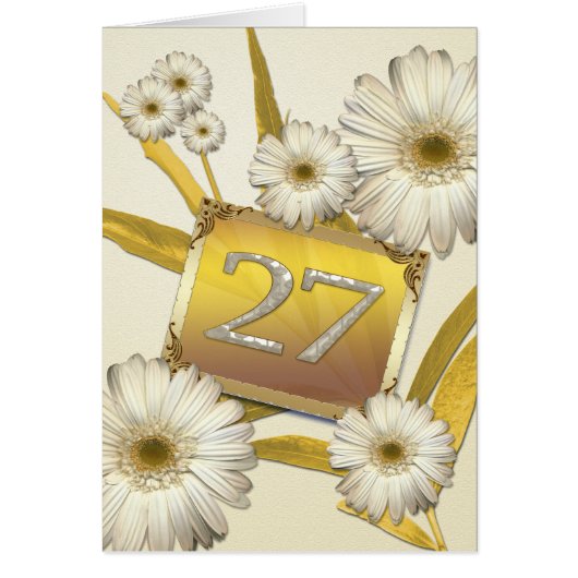 27th Birthday card with daisies. (Front)