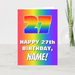 [ Thumbnail: 27th Birthday: Colorful, Fun Rainbow Pattern # 27 Card ]