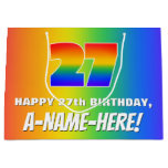 [ Thumbnail: 27th Birthday: Colorful, Fun Rainbow Pattern # 27 Gift Bag ]