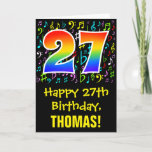 [ Thumbnail: 27th Birthday: Colorful Music Symbols + Rainbow 27 Card ]