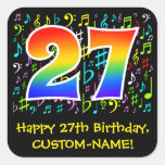 [ Thumbnail: 27th Birthday: Colorful Music Symbols, Rainbow 27 Sticker ]