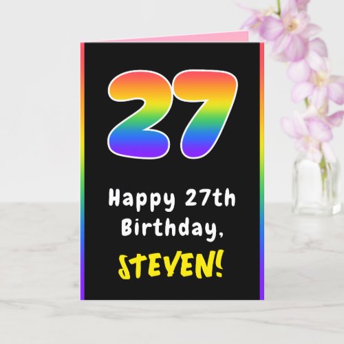 27th Birthday: Colorful Rainbow # 27, Custom Name