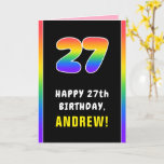 [ Thumbnail: 27th Birthday: Colorful Rainbow # 27, Custom Name Card ]