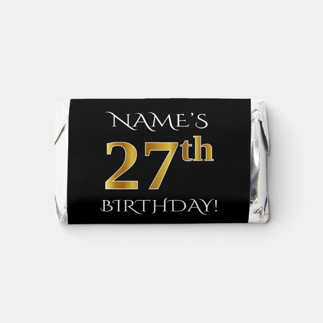 27th Birthday — Elegant, Faux Gold Look 27 + Name Hershey's Miniatures (Front)