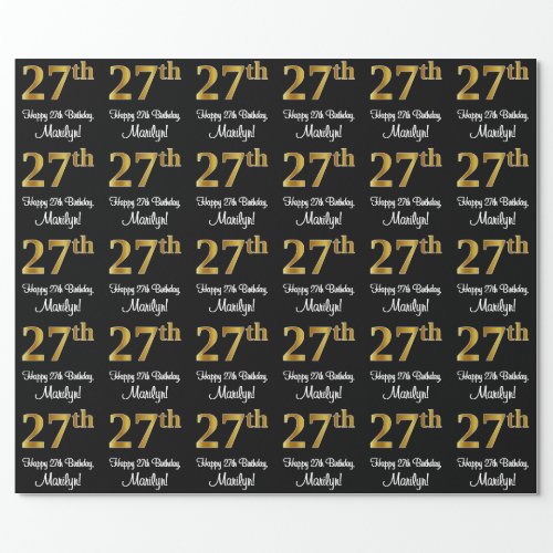 27th Birthday Elegant Luxurious Faux Gold Look  Wrapping Paper