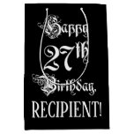 [ Thumbnail: 27th Birthday: Fancy, Elegant Script + Custom Name Gift Bag ]
