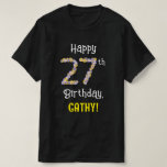 [ Thumbnail: 27th Birthday: Floral Flowers Number “27” + Name T-Shirt ]
