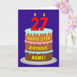 [ Thumbnail: 27th Birthday: Fun Cake and Candles + Custom Name Card ]