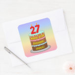 [ Thumbnail: 27th Birthday: Fun Cake and Candles + Custom Name Sticker ]
