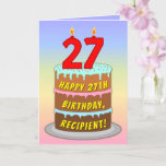 [ Thumbnail: 27th Birthday — Fun Cake & Candles, W/ Custom Name Card ]