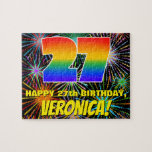 [ Thumbnail: 27th Birthday: Fun, Colorful Celebratory Fireworks Jigsaw Puzzle ]