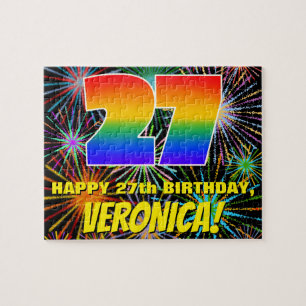 27th Birthday: Fun, Colorful Celebratory Fireworks Jigsaw Puzzle