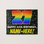 [ Thumbnail: 27th Birthday — Fun, Colorful Music Symbols & “27” Jigsaw Puzzle ]