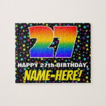 [ Thumbnail: 27th Birthday — Fun, Colorful Star Field Pattern Jigsaw Puzzle ]
