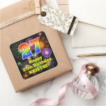 [ Thumbnail: 27th Birthday: Fun Fireworks Look, Rainbow # 27 Sticker ]