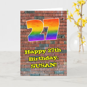 27th Birthday: Fun Graffiti-Inspired Rainbow 27 Card