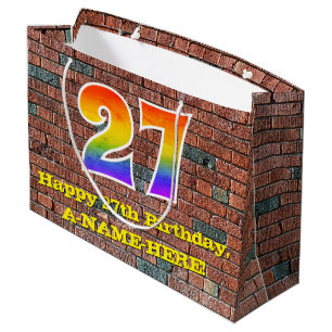 27th Birthday: Fun, Graffiti-Inspired Rainbow # 27 Large Gift Bag