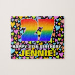 [ Thumbnail: 27th Birthday — Fun, Loving Heart Shapes + “27” Jigsaw Puzzle ]