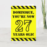 [ Thumbnail: 27th Birthday: Fun Stencil Style Text, Custom Name Card ]