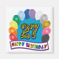27th Birthday Gifts with Assorted Balloons Design